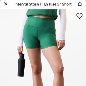 NWT Athleta interval stash high rise 5” short green trillium